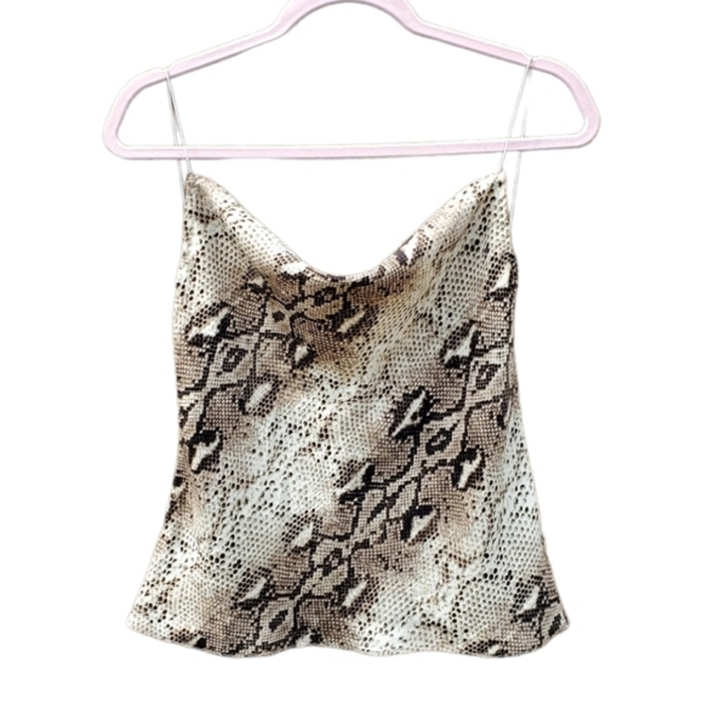 Stelen Snakeskin Cream‎ Brown Cami Blouse Small NWOT